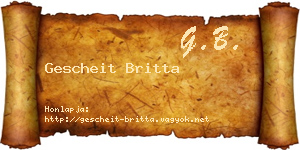 Gescheit Britta névjegykártya